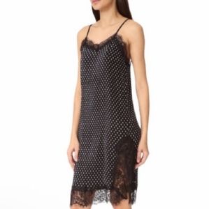 Free People | Margot Slip Dress Black White Lace, Size 6